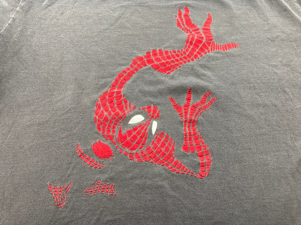 ヴィンテージ VINTAGE ITEM 90's  SPIDER MAN  Changes スパイダーマン アメコミ フェード フロッキー USA製 袖 裾 シングル 黒 XL Tシャツ キャラクター ブラック 104MT-252