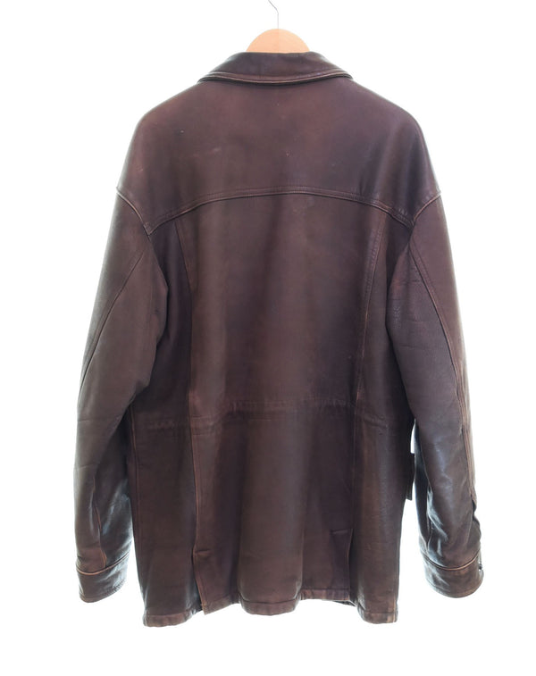 ショット SCHOTT LEATHER COVERALL レザー カバーオール ロング コート カーコート 40 ジャケット ブラウン 103MT-2552