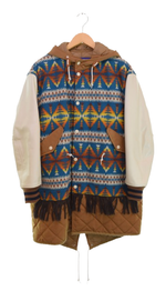 コムデギャルソン COMME des GARCONS JUNYA WATANABE × PENDLETON ジュンヤワタナベ 22AW AZTEC COAT モッズコート 切替 WJ-C005 コート マルチカラー SSサイズ 103MT-3285