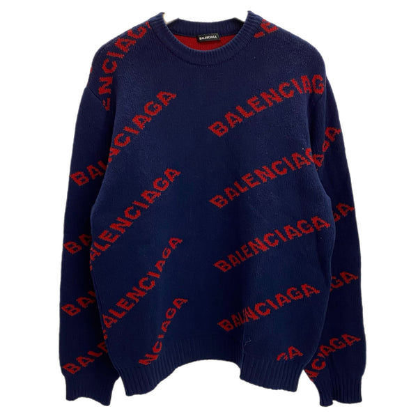 バレンシアガ BALENCIAGA 18SS 555279 セーター ネイビー Mサイズ 201MT-4186