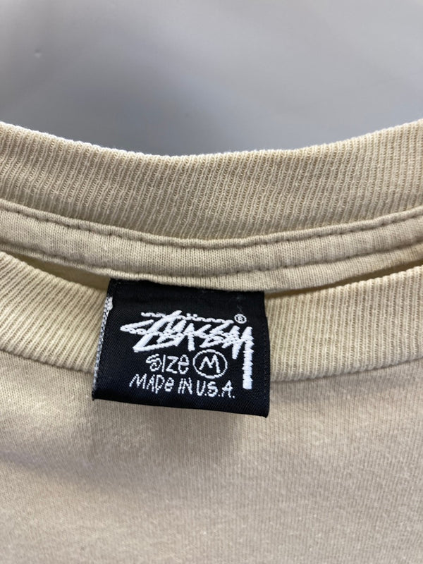 ステューシー STUSSY OLD STUSSY ヴィンテージ Vintage 80s 黒タグ USA製 ロゴ プリントT シャツ Tシャツ ベージュ Mサイズ 101MT-3264