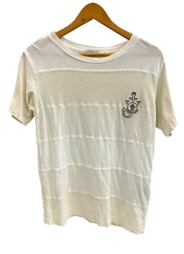 モンクレール MONCLER JW ANDERSON JWアンダーソン つぎはぎデザイン ボーダー 生成り G109E8C00009 Tシャツ ホワイト Sサイズ 101MT-4198
