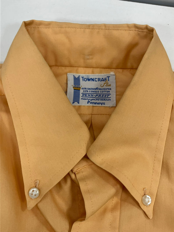 ヴィンテージ vintage 70’s 70年代 Pennys TOWNCRAFT PLUSタグ タウンクラフト ペニーズ ポリエステル B.D.シャツ 3点留め - 長袖シャツ オレンジ 101MT-4236