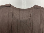 イッセイミヤケ ISSEY MIYAKE プリーツプリーズ PLEATS PLEASE ノースリーブ ミモレ丈 ミディ丈 シワプリーツ加工 バックリボン ウエストマーク 日本製 BROWN 茶色 PP93-PH975 ワンピース ブラウン SIZE3 104LT-165