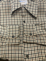 ヴィンテージ vintage 60's~ 60年代～ TOWN CRAFT J.C.Penney プリントネルシャツ チェック オープンカラー ボックス 開襟 ループカラー タウンクラフト 長袖シャツ グリーン Mサイズ 101MT-4977