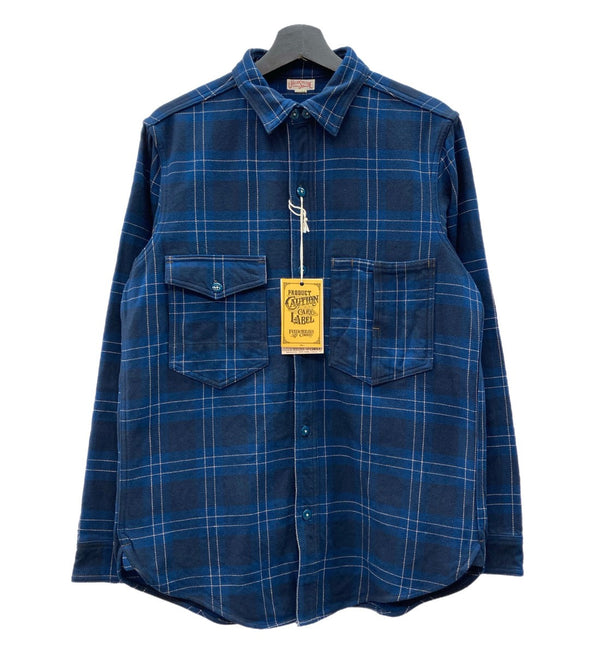 フリーホイーラーズ FREEWHEELERS UNION SPECIAL OVERALLS ブライストン メカニックシャツ 1930s style ネルシャツ ガチャポケ 青 紺 2433005 長袖シャツ チェック ネイビー 104MT-2258
