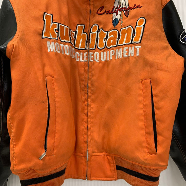 【曜日割引対象外】 クシタニ KUSHITANI ライディングジャケット スタジャン レザー ライダースジャケット ジャケット オレンジ Lサイズ 201MT-4144 VB