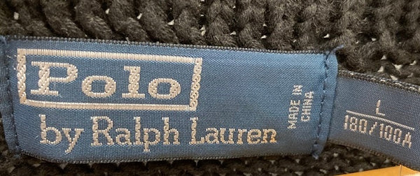 ラルフローレン RalphLauren RL ロゴ エルボーパッチ セーター コットンニット 黒 セーター ブラック Lサイズ 101MT-3124