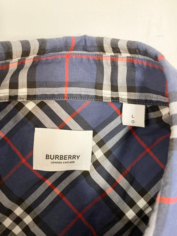 バーバリー Burberry TBロゴ刺繍 ノバチェック 長袖シャツ 長袖シャツ ネイビー Lサイズ 101MT-2738