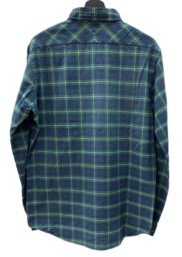 ダブルアールエル RRL 90s 一ツ星タグ SHIRT プルオーバー ステンカラー ボタンダウン ハーフボタン ヴィンテージ VINTAGE ラルフローレン RALPH LAUREN コットン グリーン系 長袖シャツ チェック マルチカラー Mサイズ 104MT-2040