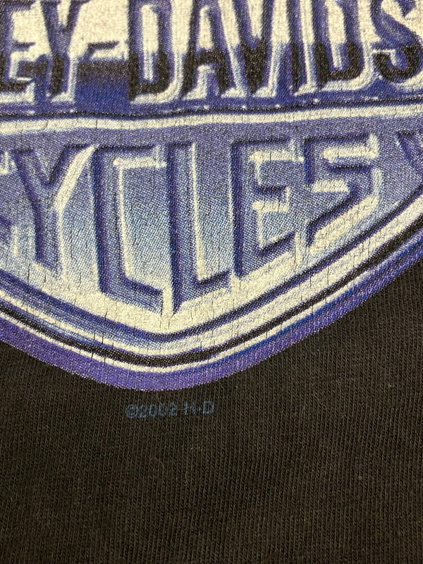 ハーレーダビッドソン Harley-Davidson 00's パープルタイガー バーアンドシールド ロゴ 馬 ホース アニマル 両面 プリント Tシャツ ブラック Mサイズ 101MT-4534