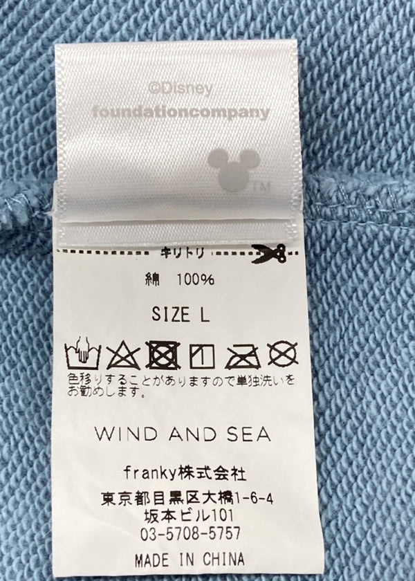 ウィンダンシー WIND AND SEA × Disney ディズニー 100周年 MICKEY MOUSE HOODIE ミッキー フーディー パーカー 青 WDS-C-DSN-23-Q4-01 パーカ プリント ブルー Lサイズ 104MT-1333