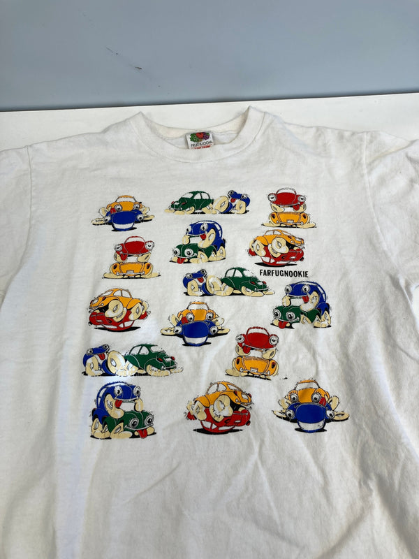 ヴィンテージ vintage 00’s 00s Fruit of the Loom FARFUGNOOKIE CAR 四十八手 車 エロT US古着 Tシャツ ホワイト Mサイズ 101MT-3729