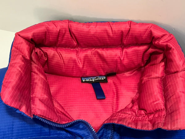 パタゴニア PATAGONIA 80s 80's DOWN VEST リップストップ コバルトブルー ピンク Rマーク vintage ヴィンテージ ベスト ブルー Sサイズ 101MT-3104