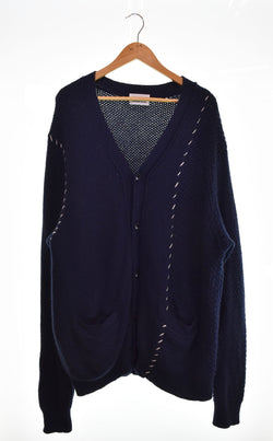 クオン KUON マルチパターンカーディガン  ハンドステッチ 142KNO12900 カーディガン ネイビー 3Lサイズ 103MT-2688