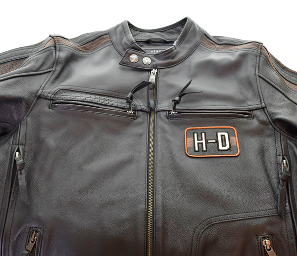 ハーレーダビッドソン  Harley Davidson  レザー シングル ライダース ジャケット 黒 97001-20VM ジャケット ロゴ ブラック Mサイズ 103MT-703