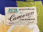 ヴィンテージ vintage 50s 50年代 CAMERON of CALIFORNIA ALOHA SHIRT アロハシャツ 長袖 オープンカラー 開襟 フェード ナス紺 長袖シャツ 総柄 マルチカラー Lサイズ 104MT-1827