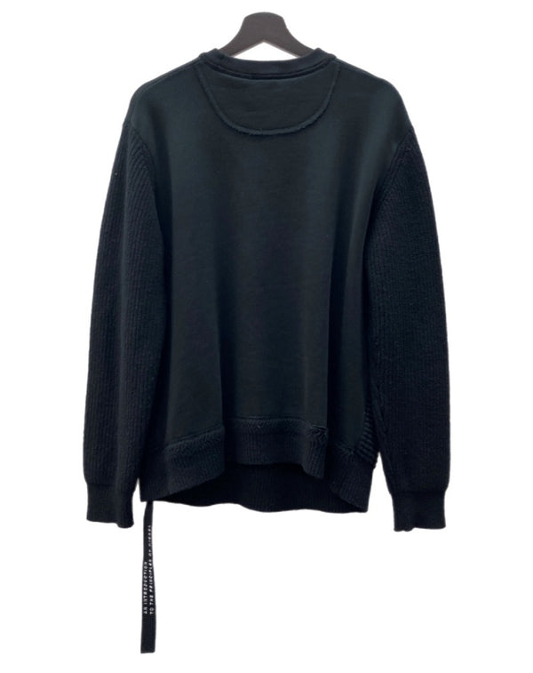 ディーゼル DIESEL K-RUSHIS SWEATER スウェット切替 セーター ニット ハトメ 長袖 黒 セーター 無地 ブラック Mサイズ 104MT-1603