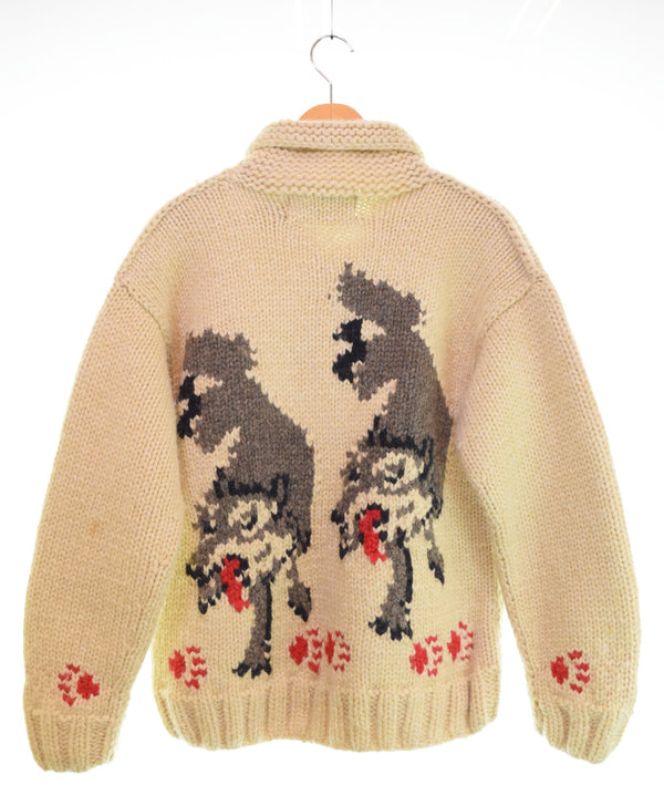 東洋エンタープライズ TOYOENTERPRISE CHESWICK カウチンセーター Made in CANADA 狼柄 ウルフ柄  Wolf Pattern アイボリー 38 ジャケット ホワイト 103MT-3109