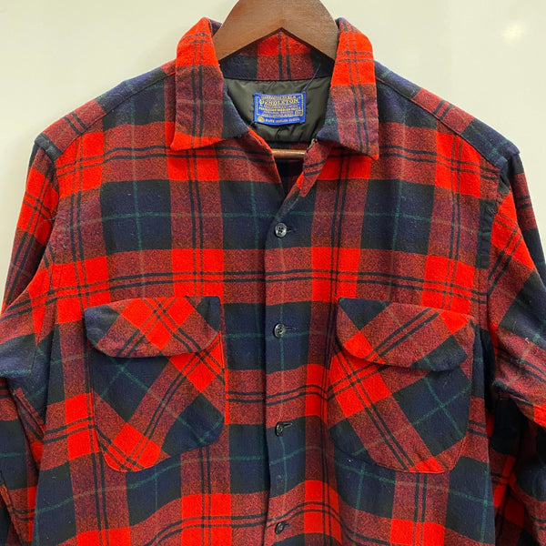 【曜日割引対象外】 ペンドルトン PENDLETON 60's ボードシャツ ウール オープンカラーシャツ 長袖シャツ レッド Mサイズ 201MT-4759 VB