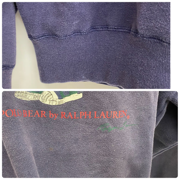 【曜日割引対象外】 ラルフローレン POLO RALPH LAUREN 90's 00's ポロベア バスケ 香港製 パーカ ネイビー Sサイズ 201MT-4527 VB
