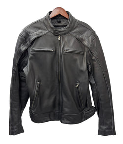 【曜日割引対象外】 ハーレーダビッドソン HARLEYDAVIDSON バックリフレクティブスカルレザージャケット ライナー付 シングルライダース 98099-07VM ブラック Lサイズ 201MT-2854 VB