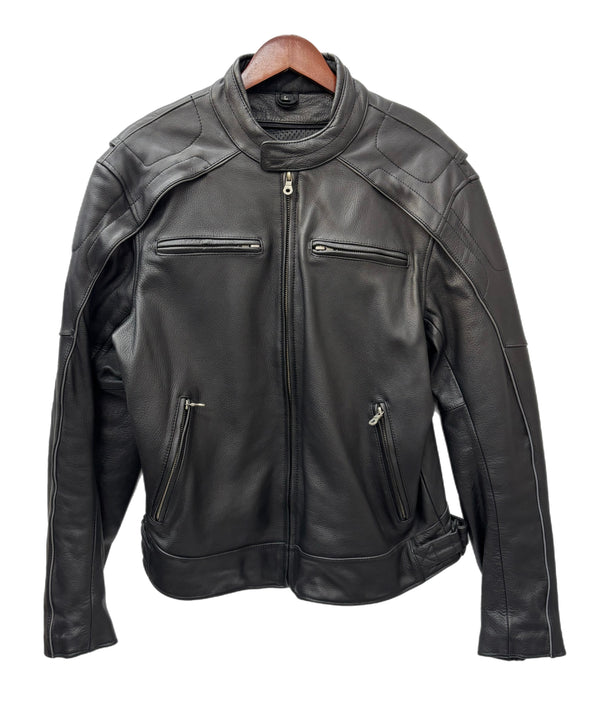 【曜日割引対象外】 ハーレーダビッドソン HARLEYDAVIDSON バックリフレクティブスカルレザージャケット ライナー付 シングルライダース 98099-07VM ブラック Lサイズ 201MT-2854 VB