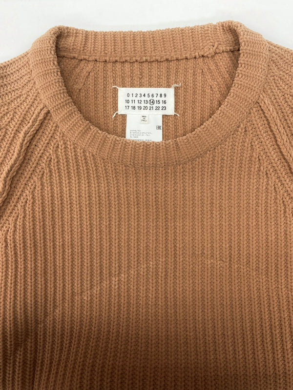 メゾンマルジェラ Maison Margiela 18AW Lowgage Nylon Cable Knit ローゲージ ナイロン ケーブル ニット クルーネック 厚手 薄茶 S50GP0101 S16379 セーター 無地 ベージュ Lサイズ 104MT-2208