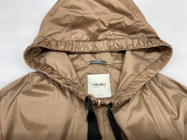 マックスマーラ Max Mara エス 'S ナイロン NYLON ロング丈 マキシ丈 フーディ フロントジップ ダブルジップ ウエストマーク BROWN 茶色 902603986 コート ブラウン SIZE38 104LT-220