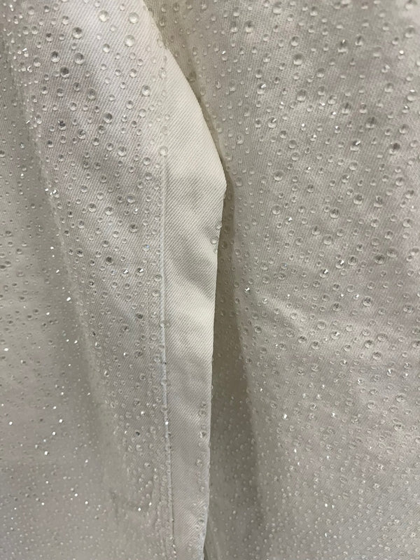 エイミーイストワール EIMY ISTOIRE drop pattern デニムパンツ ドロップパターン ラインストーン ビジュー ハイウエスト ワイド ホワイトデニム デニム ホワイト Mサイズ 101LB-31