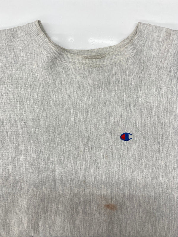 チャンピオン Champion 90s 90年代 刺繍タグ REVERSE WEAVE リバースウィーブ  USA製 目付き 刺繍 灰色 スウェット ロゴ グレー 2XLサイズ 104MT-2281