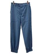 グッチ GUCCI LOOSE FITTING TROUSERS ルーズ フィット トラウザーズ ウール混 ジョガー パンツ 紺 ロゴ 595487 Z408M スラックス ネイビー サイズ 44 104MB-155