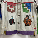 【曜日割引対象外】 エディーバウアー Eddie Bauer 70's 80's カスタムペイント デニムジャケット ジャケット マルチカラー Lサイズ 201MT-4620 VB