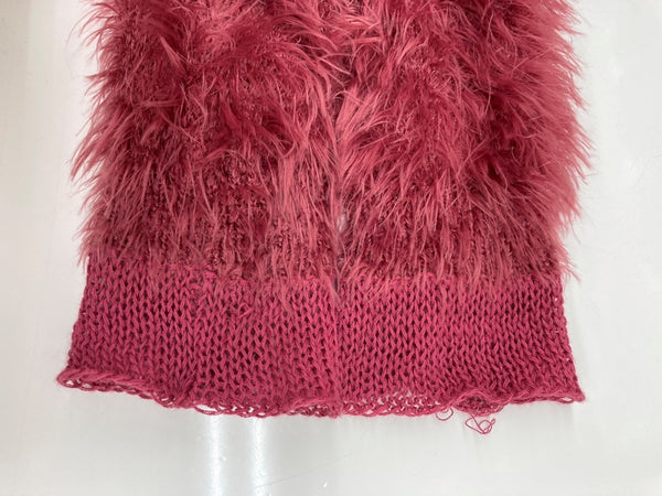 ヒステリックグラマー HYSTERIC GLAMOUR シャギーニット タイト ワンピース ボートネック ワンショルダー オフショルダー 平成 Y2K グランジ 缶バッジ付 PINK ホットピンク ショッキングピンク 0104NS02 セーター 無地 ピンク フリーサイズ 104LT-210