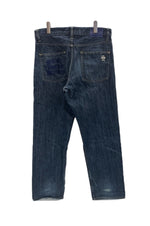 ステューシー STUSSY OLD STUSSY 30th Aniversary 30周年記念 ストレートデニムパンツ 刺繍ロゴ インディゴ 青 デニム ブルー 34 101MB-753