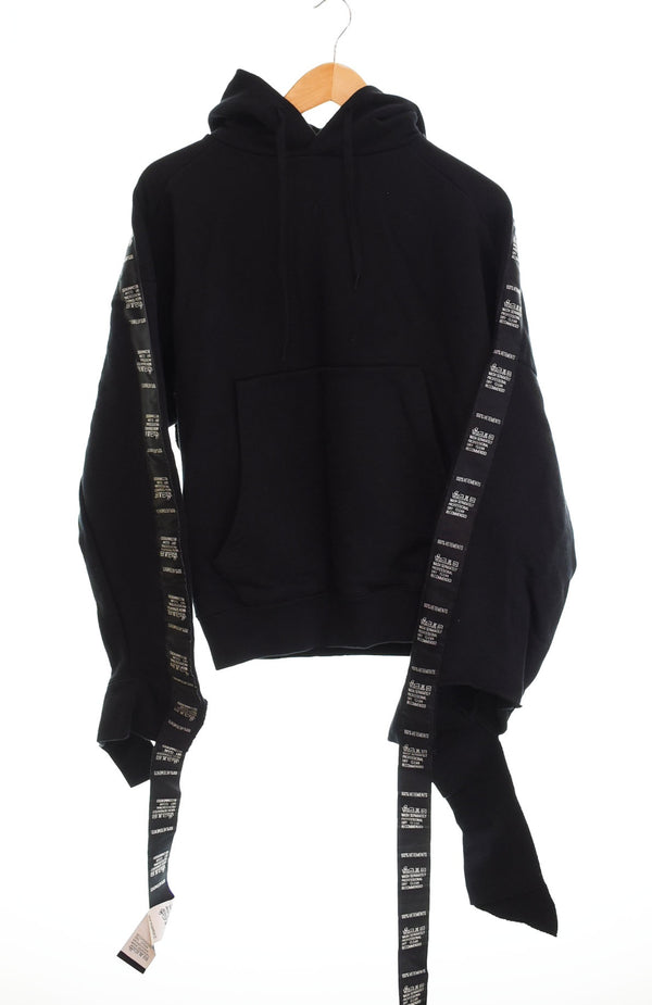 ヴェトモン VETEMENTS 18SS Tape Hoodie WSS18TR26 テープ デザイン スウェット プルオーバー パーカー  WSS18TR26  XS パーカ ブラック SSサイズ 103MT-2437