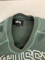 ステューシー STUSSY 24AW Overlock Varsity Raglan Crew オーバーロック バーシティ ラグラン クルー ユーズド加工 カレッジロゴ 118564 スウェット グリーン Lサイズ 101MT-5332