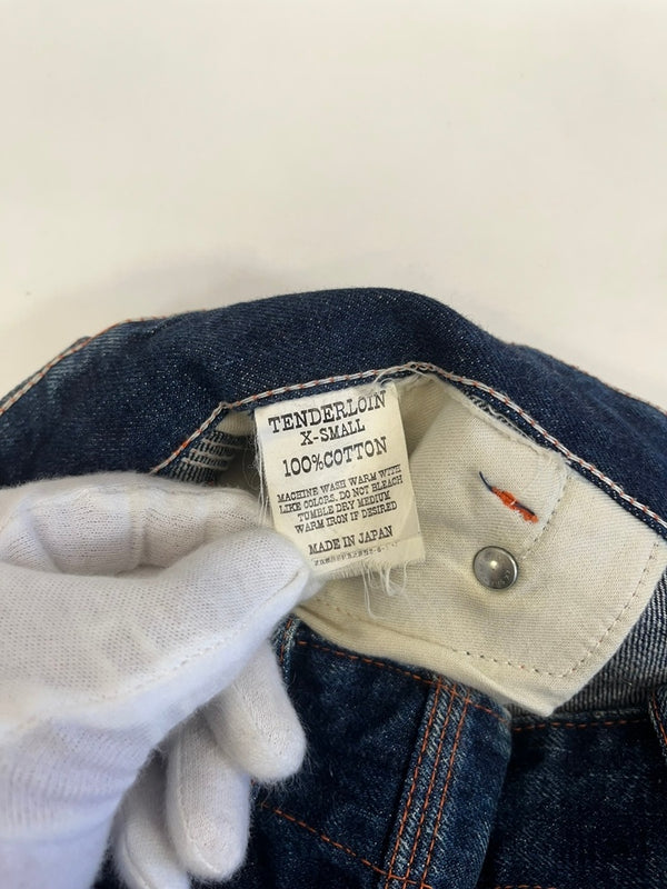 テンダーロイン TENDERLOIN ペインターデニムパンツ シンチバック オレンジステッチ ワイドデニム 濃紺 紺 デニム ブルー X-SMALL 101MB-711