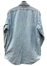 ダブルアールエル RRL 90s 三ツ星タグ DENIM SHIRT デニムシャツ ステンカラー メタルボタン ヴィンテージ VINTAGE ラルフローレン RALPH LAUREN コットン モーリシャス製 ライトブルー 長袖シャツ 無地 ブルー Mサイズ 104MT-1974
