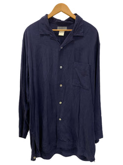 ヨウジヤマモトプールオム Yohji Yamamoto POUR HOMME 丈長ロングスリーブシャツ 長袖シャツ ネイビー Mサイズ 201MT-3793