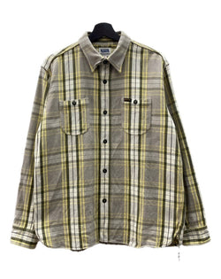 フェローズ PHERROW'S FLANNEL CHECK WORK SHIRT フランネル チェック ワーク シャツ ネルシャツ ヘビーウェイト ボタン 長袖 薄茶 黄 長袖シャツ チェック ベージュ XLサイズ 104MT-1672