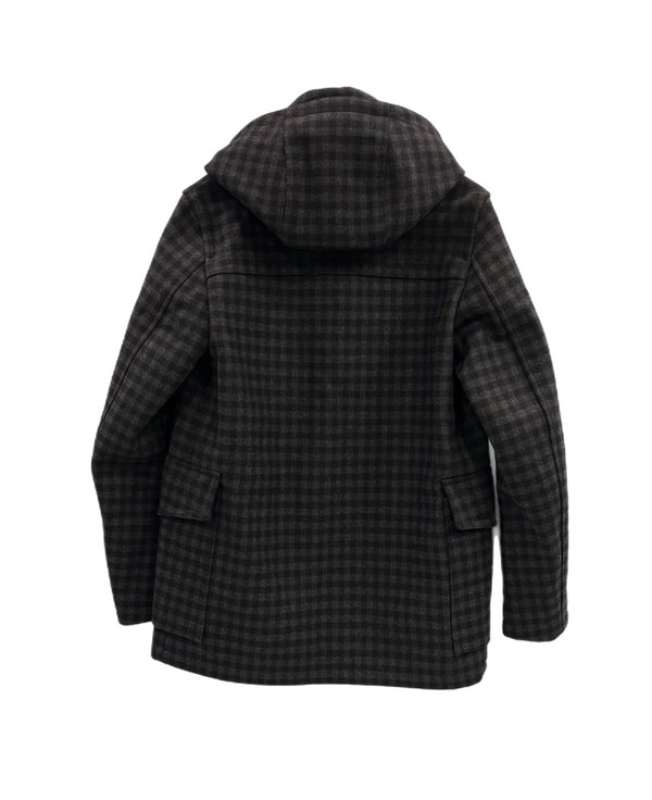 グッチ GUCCI チェック ダッフルコート ウールコート アウター チャコールグレー系 グレー系 ブラック系 46 コート グレー 101MT-5307