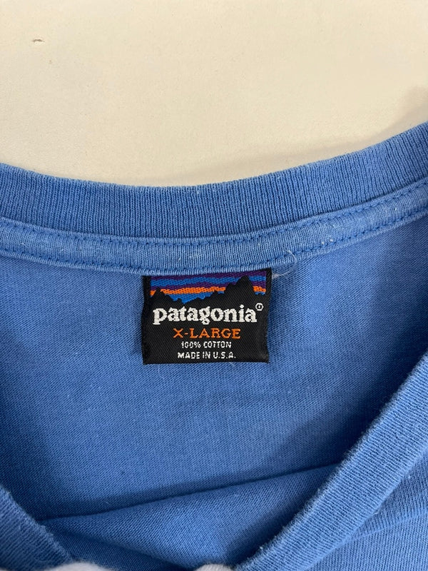 パタゴニア PATAGONIA 90s 90年代 雪なしタグ 生態系プリント USA製 アメリカ製 青 vintage ヴィンテージ XL Tシャツ ブルー LLサイズ 101MT-4716