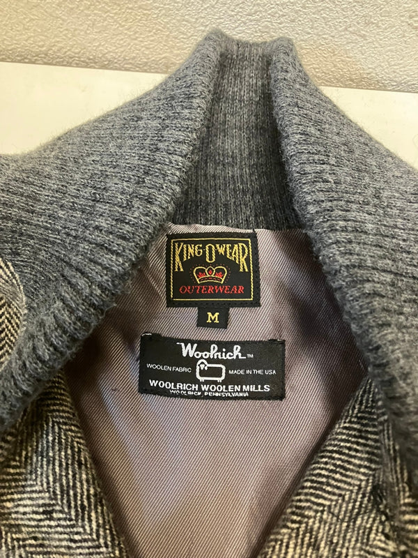 ウールリッチ WOOLRICH × KING-O-WEAR キングオーウェア ヘリンボーン ツイードブルゾン  ファラオジャケット カーコート MADE IN USA アメリカ製 ジャケット グレー Mサイズ 101MT-4619
