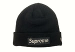 シュプリーム SUPREME BOX LOGO BEANIE ボックス ロゴ ビーニー ニット帽 ニットキャップ 刺繍 NEW ERA ニューエラ  黒 帽子 メンズ帽子 ニット帽 刺繍 ブラック 104H-4