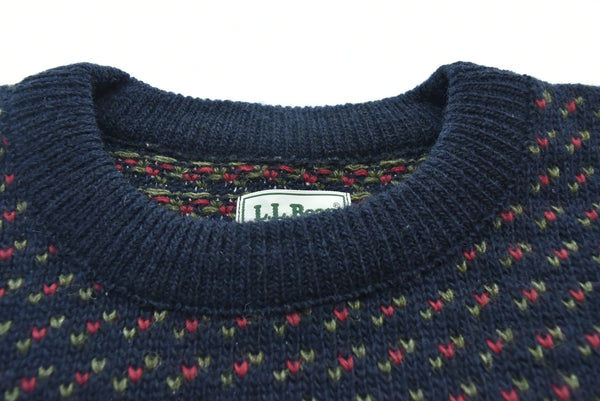 エルエルビーン L.L.Bean 80's Norway製 バーズアイ柄 ウールニット クルーネック セーター 1751 セーター Mサイズ 103MT-1724
