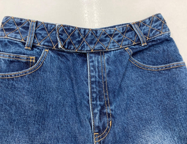 ボーダーズアットバルコニー BORDERS at BALCONY 22SS FLARE DENIM PANTS フレア デニムパンツ ジーンズ JEANS キルティングステッチ BLUE 青 INDIGO インディゴ SIZE38 BD2121-3E-09 デニム ロゴ ブルー 104LB-23