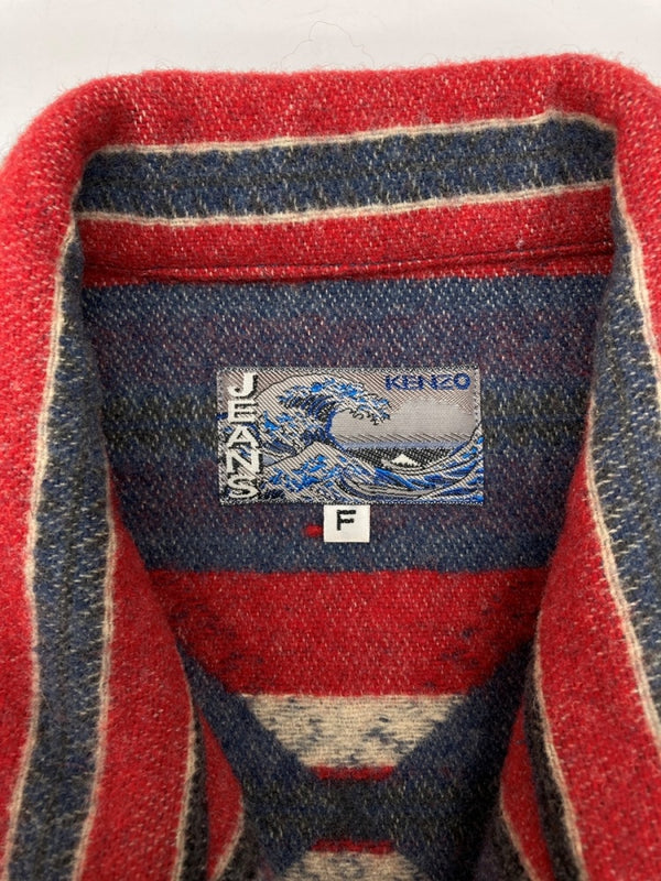 ケンゾー KENZO WOOL JACKET ウール ジャケット 北斎タグ ネイティブ柄 ジップアップ アウター KHJ-229 ジャケット 総柄 マルチカラー Fサイズ 104MT-2321