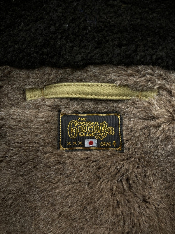 ゲルガ GERUGA SHAWL COLLAR FUR COAT ショール カラー ファー コート デッキジャケット ジップアップ 裏ボア アウター 緑 GR-J-44 サイズ 4 ジャケット 無地 カーキ 104MT-1811