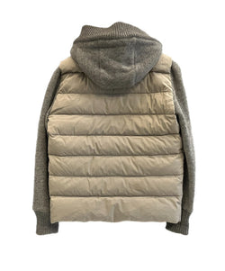 モンクレール MONCLER ニット切替 ダウンジャケット フード グレー サイズ0 ジャケット ベージュ 101MT-5437